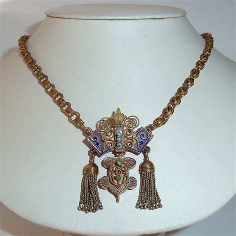 Extraordinary 14k Ornate Rose Gold Victorian Necklace From Bejewelled