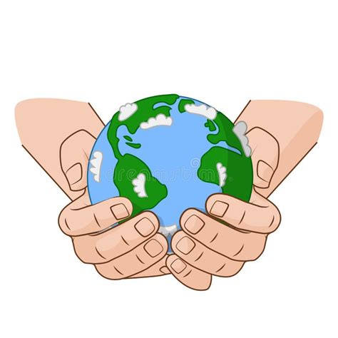 Hands Is Holding Small Earth Vector Illustration Concept On The Earth