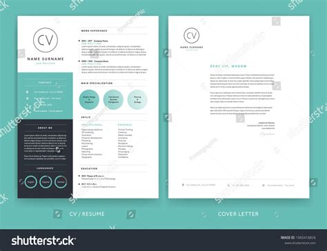 Creative Cv Resume Template Teal Green Stock Vector Royalty Free