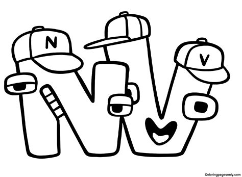 Alphabet Lore Letter N and V Coloring Page - Free Printable Coloring Pages