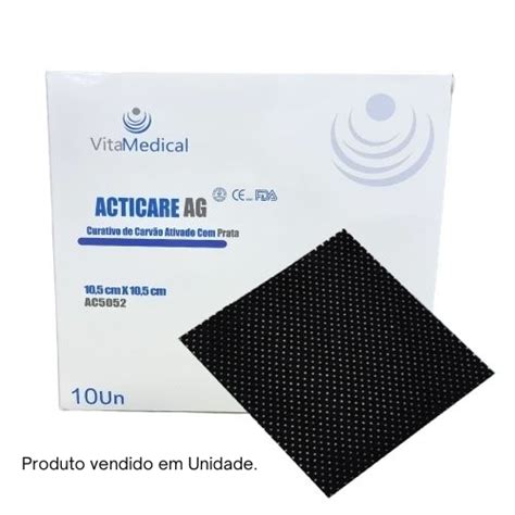 Curativo Carvão Ativado Prata 10 5cmX 10 5cm Vita Medical Unidade