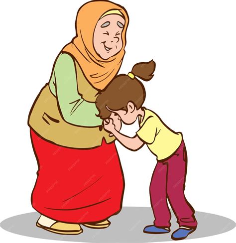 Premium Vector Grandmother And Granddaughter Cartoon Vector