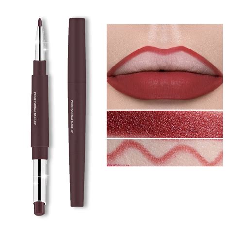 Awwp X Lipstick Pen Lip Liner And Lipstick Set Chestnut Nude Dark Red