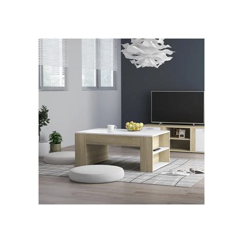 Table Basse Blanc Et Ch Ne Sonoma X X Cm Agglom R Vidaxl Prix