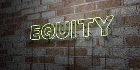 Equity Glowing Neon Sign On Stonework Wall 3d Rendered Royalty Free