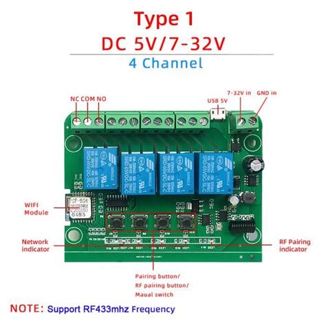 Type 1 commutateur de Module intelligent WIFI 4CH contrôleur de moteur