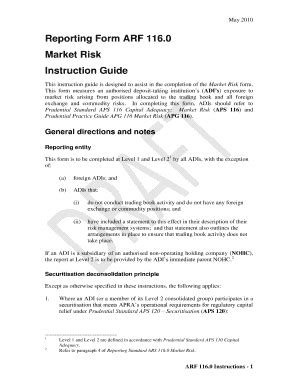 Fillable Online Apra Gov Reporting Form ARF 116 0 Market Risk