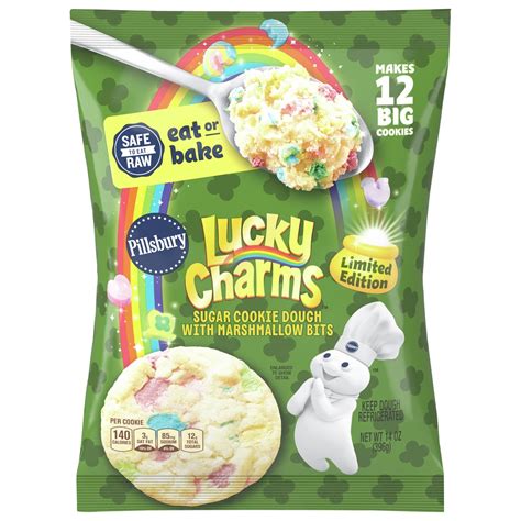 Pillsbury Ready To Bake Cookie Dough Limited Edition Lucky Charms Sugar Cookie Dough With