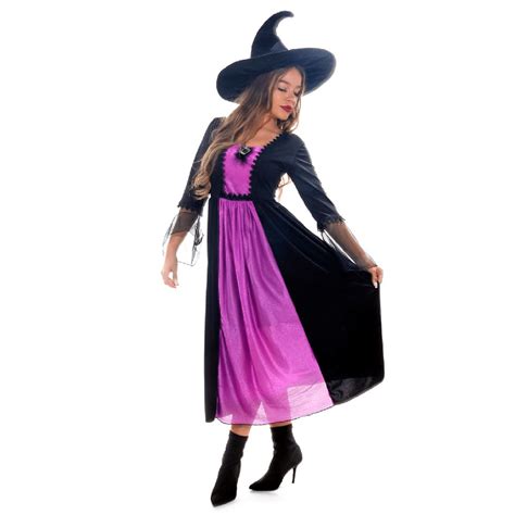 Fantasia De Halloween Adulto Feminino Bruxa Roxo De Luxo C Chap U