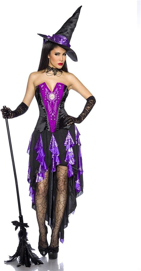 Lila Sexy Hexenkost M Aus Satin Mit Corsage Und Hut Halloween