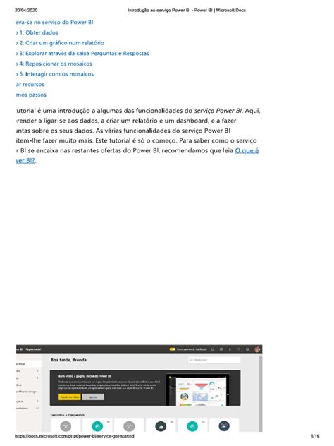 Introdução Ao Serviço Power Bi Power Bi Microsoft Docs Pdf