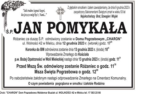 P Jan Pomyka A Dom Pogrzebowy Charon Waldemar Buziak