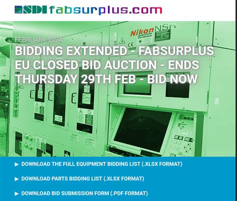 Fabsurplus EU Semiconductor Equipment Auction - Ends 29th Feb - SDI ...