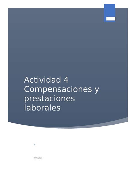 Act Actividad Compensaciones Y Prestaciones Laborales Actividad