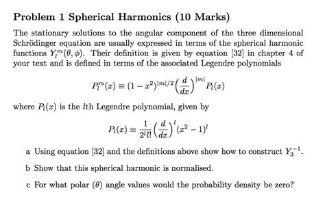 Solved Problem 1 Spherical Harmonics 10 Marks The