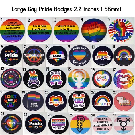 Gay Pride Button Badges Pins Large 22 Inch 58mm 29 Etsy