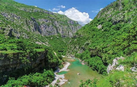 Morača River canyon, Montenegro. This undammed river serves as habitat ...