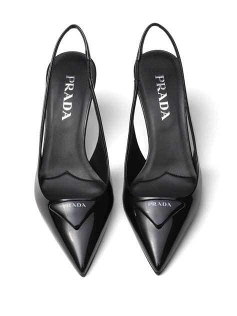 Prada Mm Patent Leather Slingback Pumps Black Farfetch