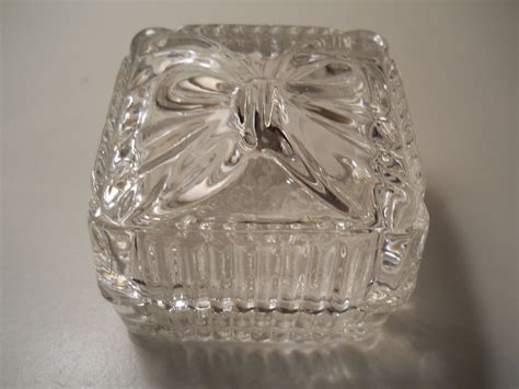 Vintage Lead Crystal Bow Trinket Box Crystal Ring Box Crystal Jewelry Box By Crystal