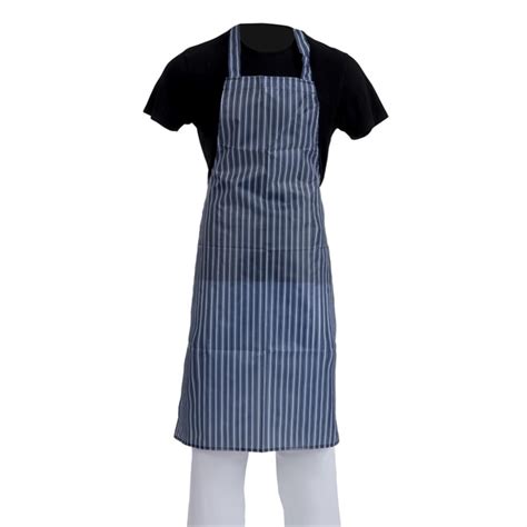 Whites Waterproof Bib Apron Blue Stripe A580 Nisbets