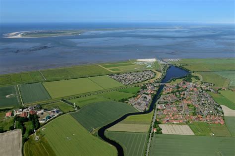 Dornum von oben Meeres Küste der Nordsee in Dornum im Bundesland