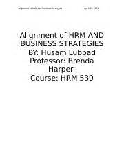 Alignment Of Hrm And Business Strategies Alignment Of Hrm And