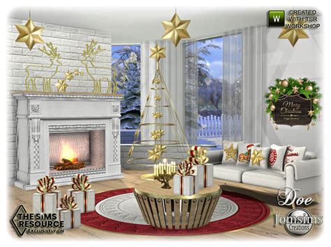 Sims 4 Doe Christmas Living Room By Jomsims At TSR The Sims Book