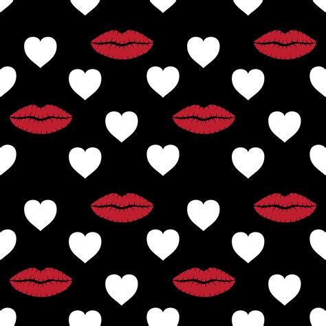 Seamless Background Pink Lips Kisses Prints And Hearts Valentines Day