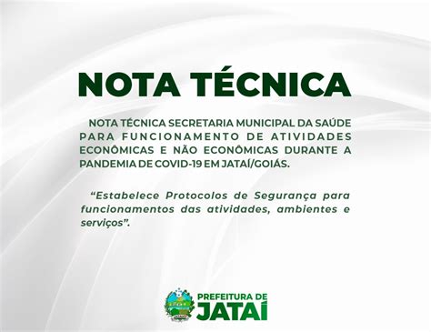 NOTA TÉCNICA SECRETARIA MUNICIPAL DA SAÚDE Prefeitura de Jataí