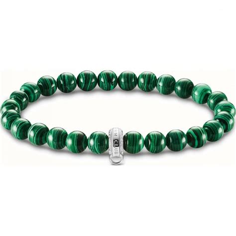 Thomas Sabo Malachite Beaded Bracelet With Charm Carrier X0284 475 6