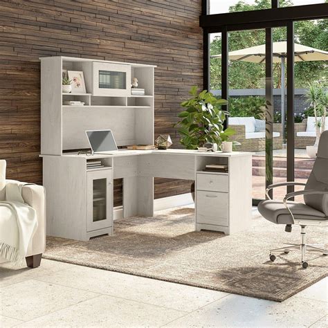 Bush Furniture Cabot W L Shaped Computer Desk With Hutch And Storage