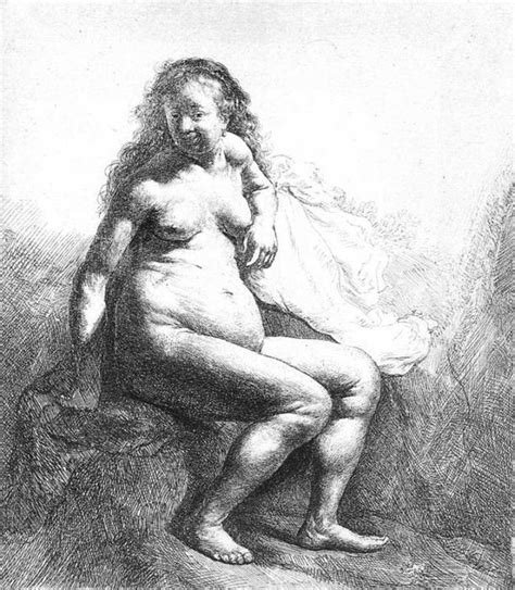 Artwork Replica Seated Female Nude By Rembrandt Van Rijn