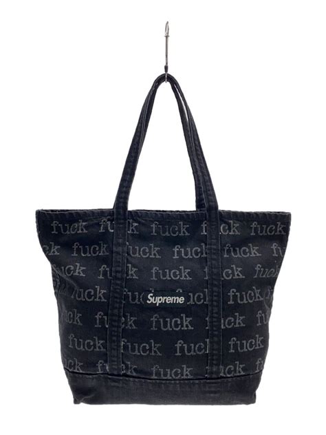 Supreme シュプリーム 13SS Fuck Denim Tote Bag トートバッグ デニム ブラック 総柄 中古品の販売