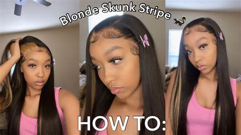 How To Beginner Friendly Honey Blonde Skunk Stripe Wig Install