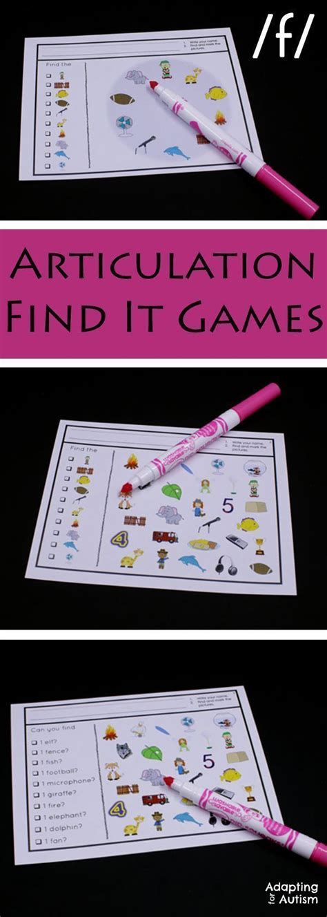 These Articulation Find It Games Are Perfect Practice For Speech Therapy Find It Activities Add