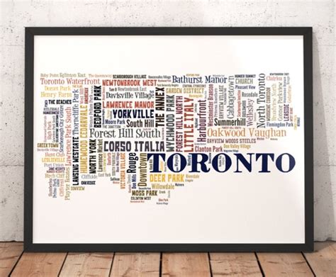 Toronto Map Art Toronto Art Print Toronto Neighborhood Map | Etsy