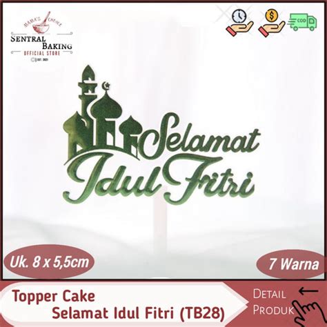 Jual Topper Cake Selamat Idul Fitri Tb Toppers Kue Lebaran Eid