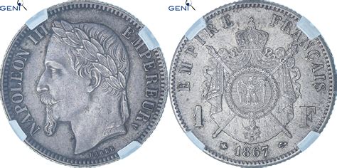 Frankreich Franc 1867 Paris Napoleon III Paris Silber GENI Gadoury