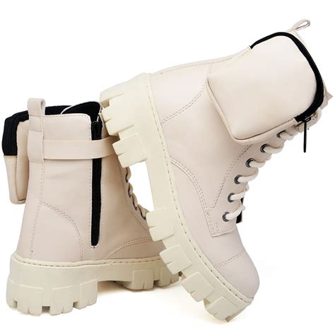 Bota Coturno Feminino Tratorado Bag Bolsinha Off White Shopee Brasil