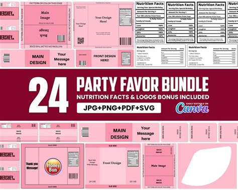 24 Party Favor Templates Bundle Party Favors Chip Bag Template Water