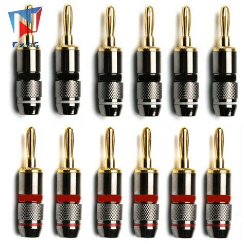 ExhG High Quality 12Pcs Copper Banana Plug Speaker Adapter 24K Gold