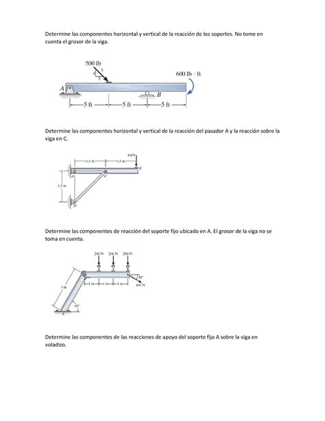 Deber Unidad 3 Estatica Determine Las Componentes Horizontal Y