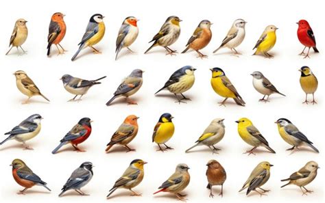 Premium Ai Image Assorted European Birds On White Generative Ai