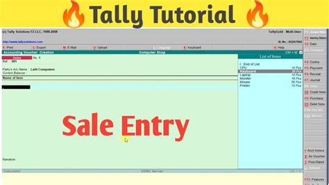 Tally Me Sale Ki Entry Kaise Kare In Hindi Sale Entry In Tally In