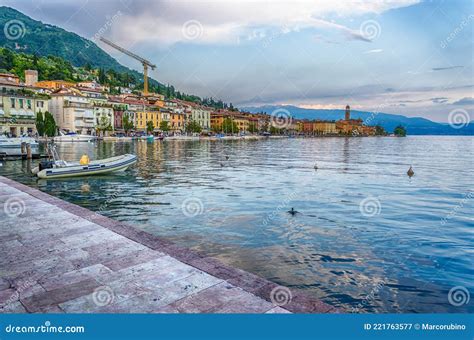 View Of The Town Of Salo Lake Garda Italy Stock Image Image Of