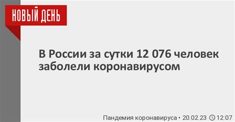 В России за сутки 12 076 человек заболели коронавирусом 20 февраля