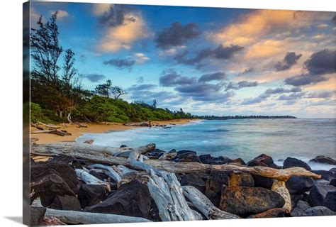 Sunrise Over Lydgate Beach Kapaa Kauai Hawaii Wall Art Canvas Prints Framed Prints Wall