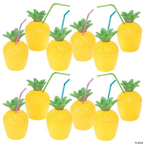 Bulk 60 Pc Pineapple Plastic Cups With Lids Oriental Trading