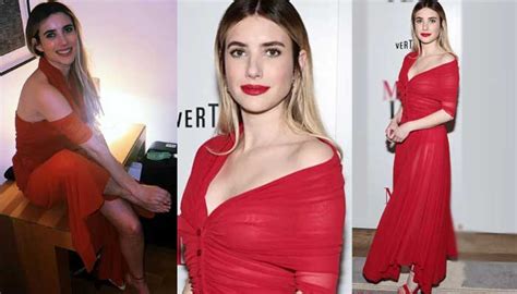 Emma Roberts Oozes Oomph In Red Hot Gown Photos