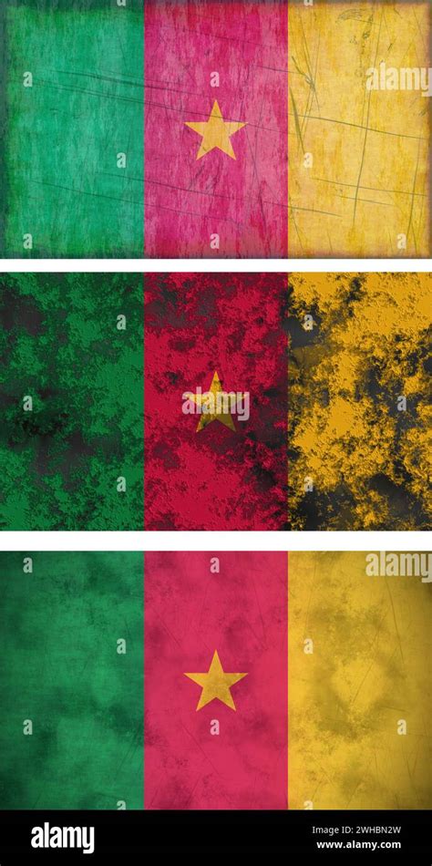 Great Image Of Three Grunge Flags Of Cameroon Stock Photo Alamy